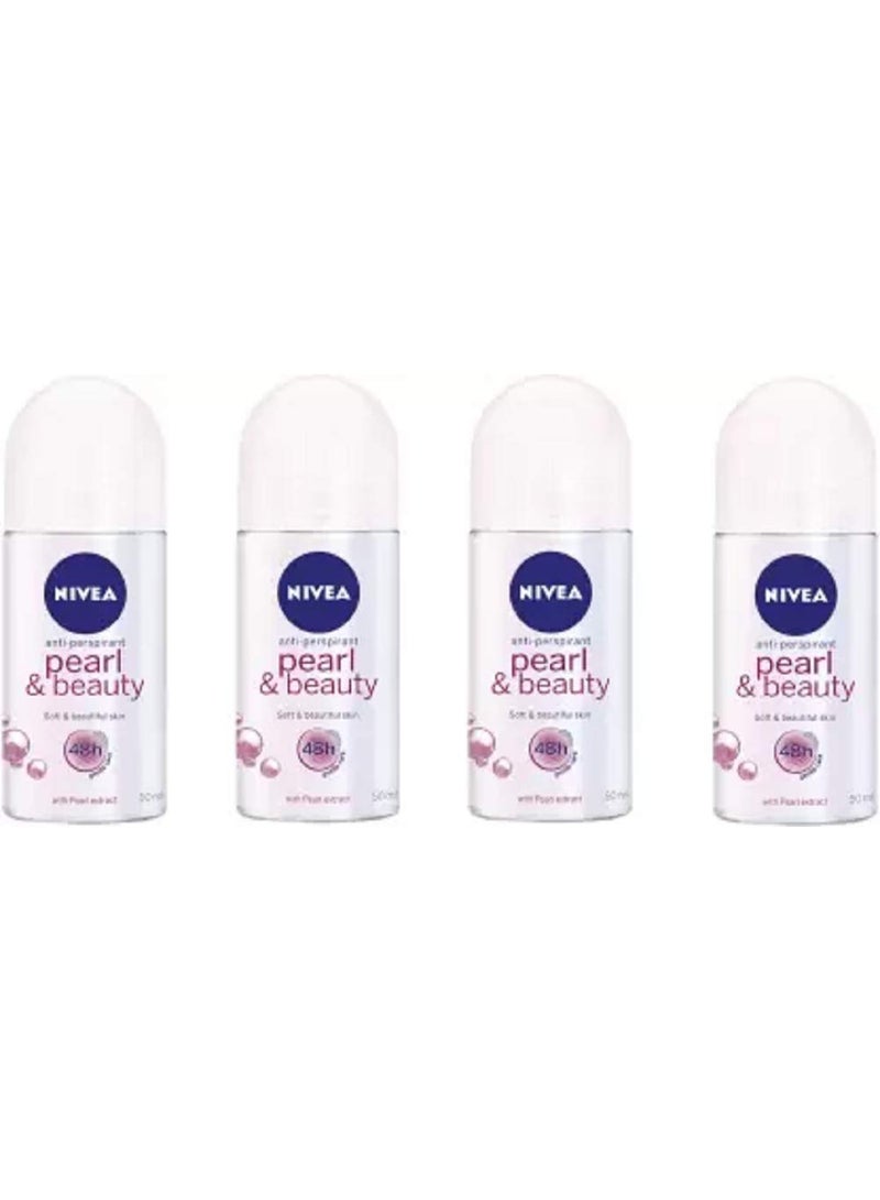 Nivea Women Pearl and Beauty Deodorant Roll-On- For Women (50 ml, Pack of 4) - Image 1